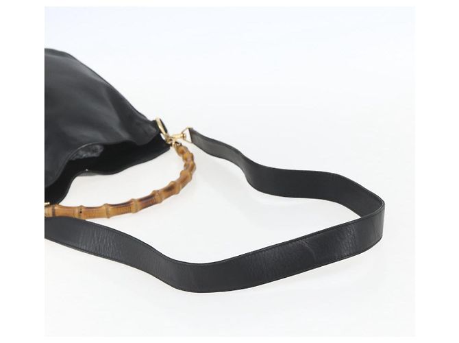 Borsa a mano in pelle GUCCI Bamboo 2 in 1 Nero Oro 001 1633 Auth 156256 - vista 9