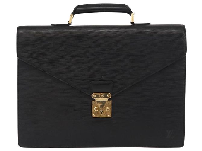 LOUIS VUITTON Cartella Ambassador in Epi Borsa da Lavoro Nera M54412 LV Auth BA8580 Nero - vista 13