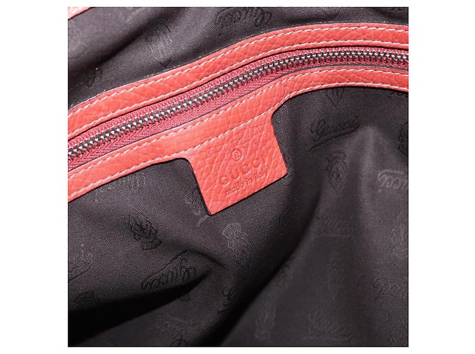 Borsa a mano in pelle Gucci Bamboo rossa argento 232947 Auth ka796 Rosso - vista 15