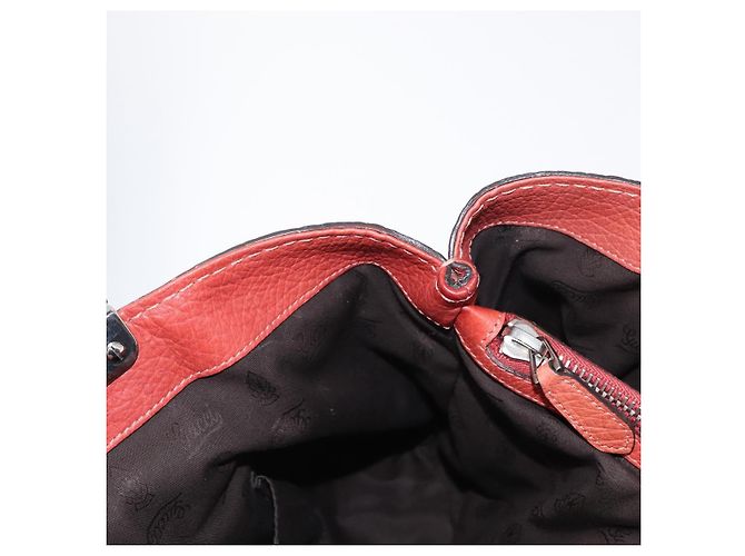 Borsa a mano in pelle Gucci Bamboo rossa argento 232947 Auth ka796 Rosso - vista 20
