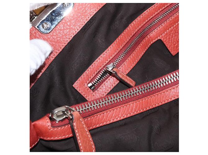 Borsa a mano in pelle Gucci Bamboo rossa argento 232947 Auth ka796 Rosso - vista 22