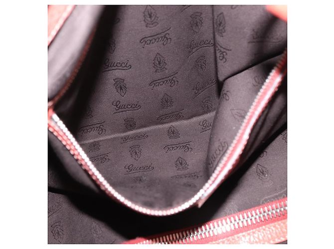 Borsa a mano in pelle Gucci Bamboo rossa argento 232947 Auth ka796 Rosso - vista 23