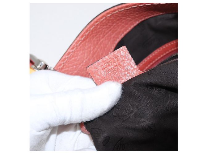 Borsa a mano in pelle Gucci Bamboo rossa argento 232947 Auth ka796 Rosso - vista 24