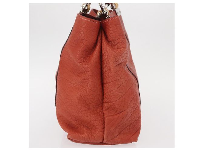 Borsa a mano in pelle Gucci Bamboo rossa argento 232947 Auth ka796 Rosso - vista 4