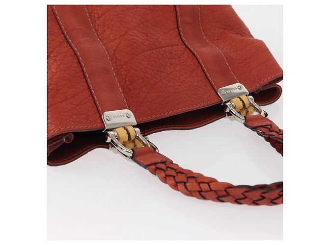 Borsa a mano in pelle Gucci Bamboo rossa argento 232947 Auth ka796 Rosso - vista 6