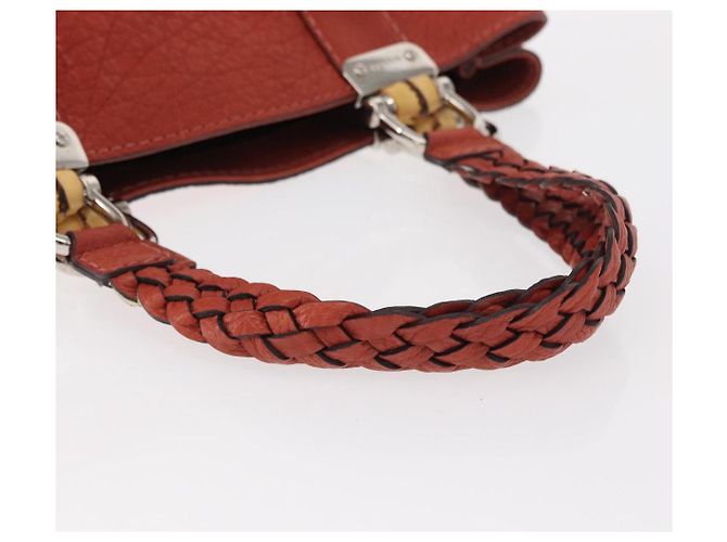 Borsa a mano in pelle Gucci Bamboo rossa argento 232947 Auth ka796 Rosso - vista 7