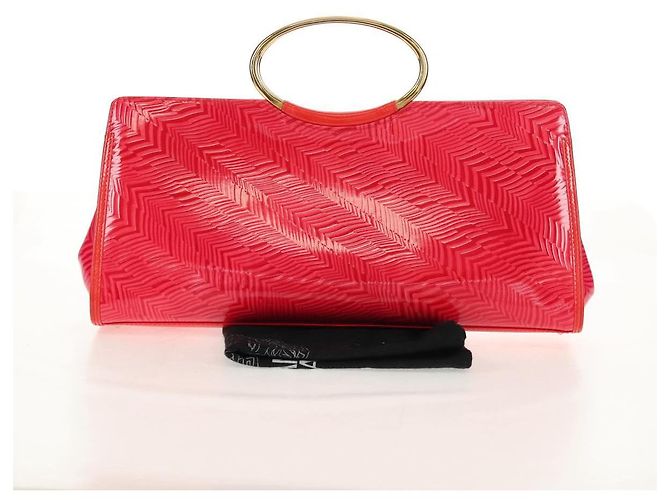 Borsa a Mano Gianni Versace Smalto Rosa Oro Auth 153747V D'oro - vista 22