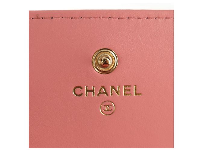CHANEL Cartera Bifold Matelassé de Piel de Cordero Rosa Plata CC Auth BA8708V - vista 16