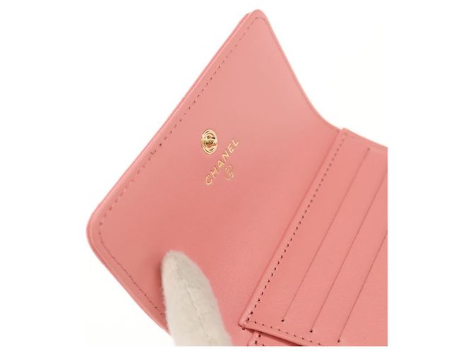 CHANEL Cartera Bifold Matelassé de Piel de Cordero Rosa Plata CC Auth BA8708V - vista 17