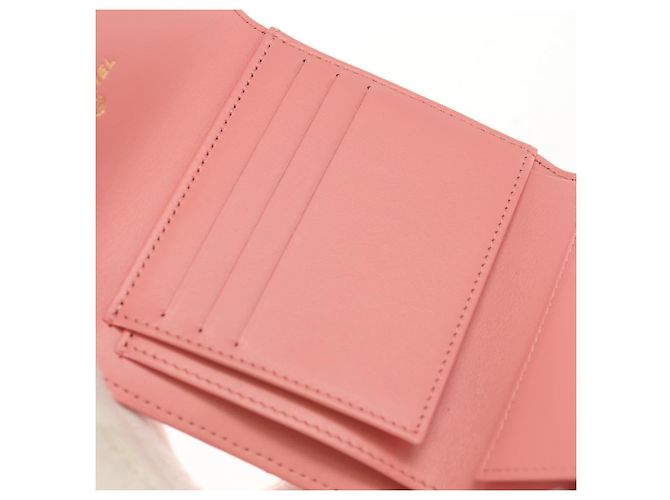 CHANEL Cartera Bifold Matelassé de Piel de Cordero Rosa Plata CC Auth BA8708V - vista 18