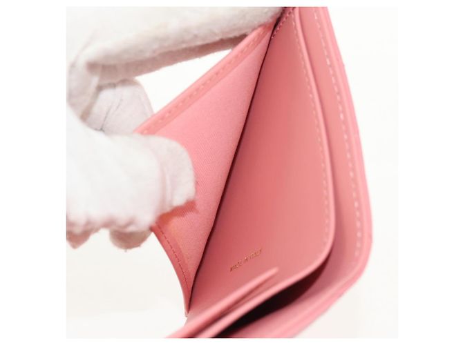 CHANEL Cartera Bifold Matelassé de Piel de Cordero Rosa Plata CC Auth BA8708V - vista 20