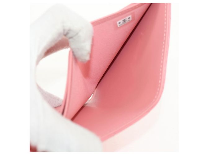 CHANEL Cartera Bifold Matelassé de Piel de Cordero Rosa Plata CC Auth BA8708V - vista 21