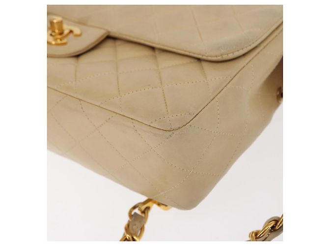 CHANEL Matelassé Rucksack aus Lammleder Beige Gold CC Auth 146557V Golden - Ansicht 11