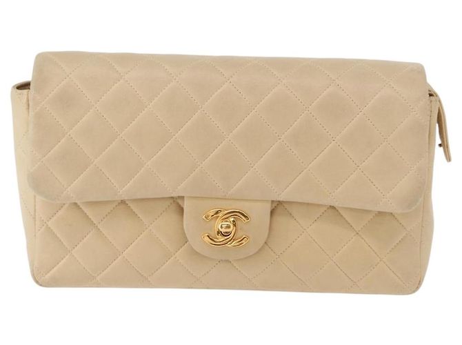 CHANEL Matelassé Rucksack aus Lammleder Beige Gold CC Auth 146557V Golden - Ansicht 2