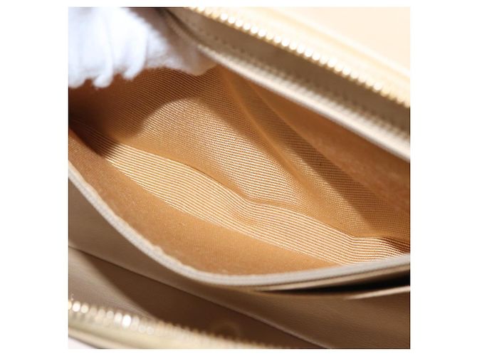 CHANEL Matelassé Rucksack aus Lammleder Beige Gold CC Auth 146557V Golden - Ansicht 24