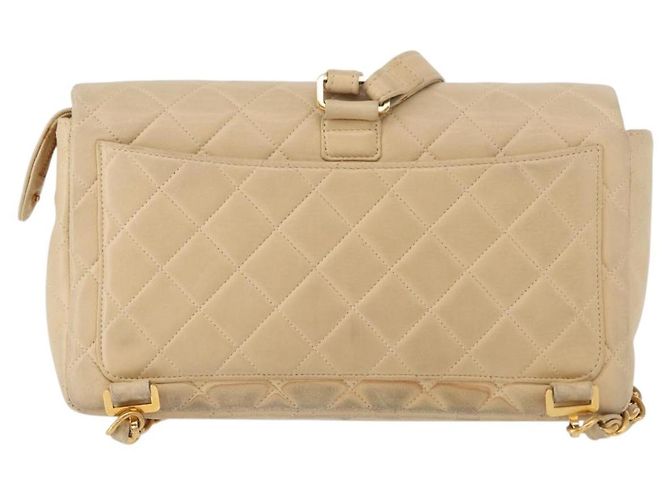 CHANEL Matelassé Rucksack aus Lammleder Beige Gold CC Auth 146557V Golden - Ansicht 3