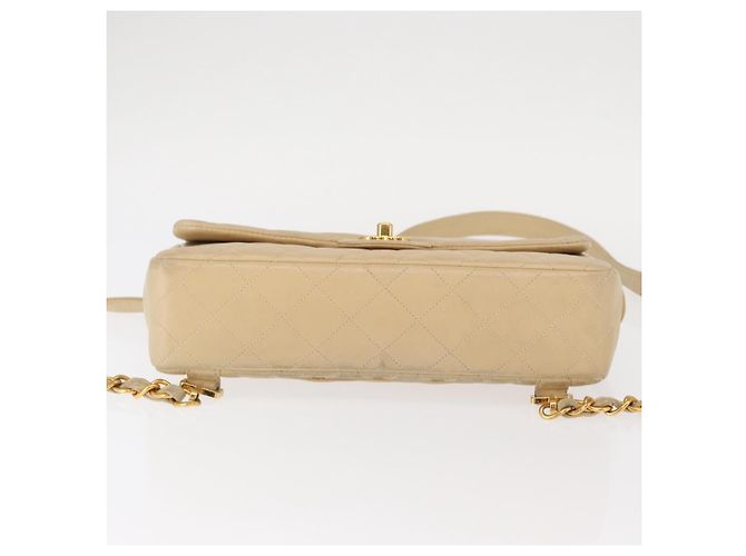 CHANEL Matelassé Rucksack aus Lammleder Beige Gold CC Auth 146557V Golden - Ansicht 9