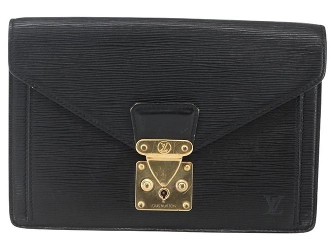 LOUIS VUITTON Borsa Clutch Dragonne Epi Serie Nera M52612 LV Auth 156992 Nero - vista 13