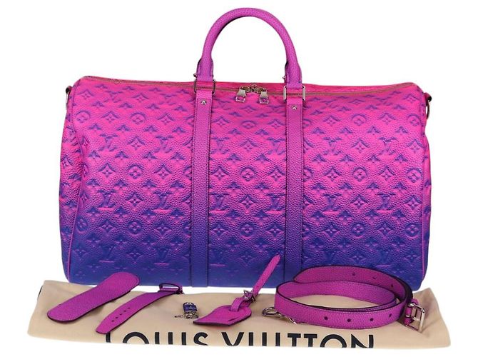 LOUIS VUITTON Keepall Bandouliere 50 in Taurillon Illusion M59713 Auth yk19483SM Rosa - vista 12