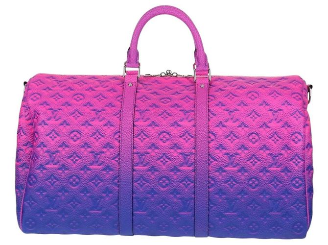LOUIS VUITTON Keepall Bandouliere 50 in Taurillon Illusion M59713 Auth yk19483SM Rosa - vista 13
