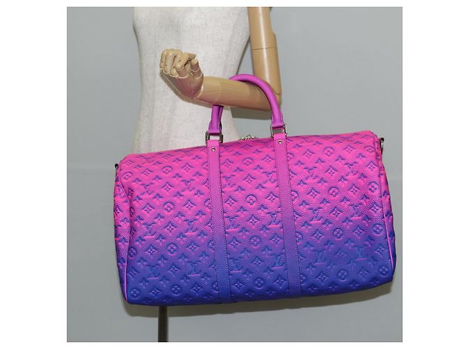 LOUIS VUITTON Keepall Bandouliere 50 in Taurillon Illusion M59713 Auth yk19483SM Rosa - vista 29