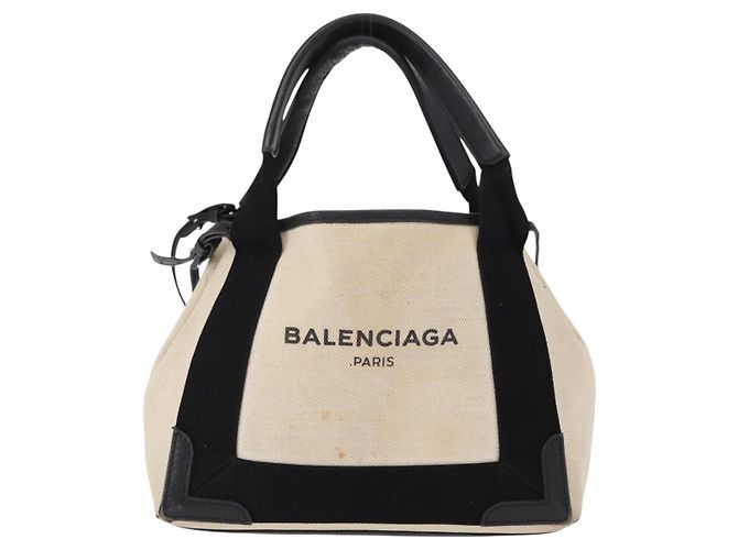BALENCIAGA Handtasche aus Canvas Beige Schwarz Auth ka561 - Ansicht 13