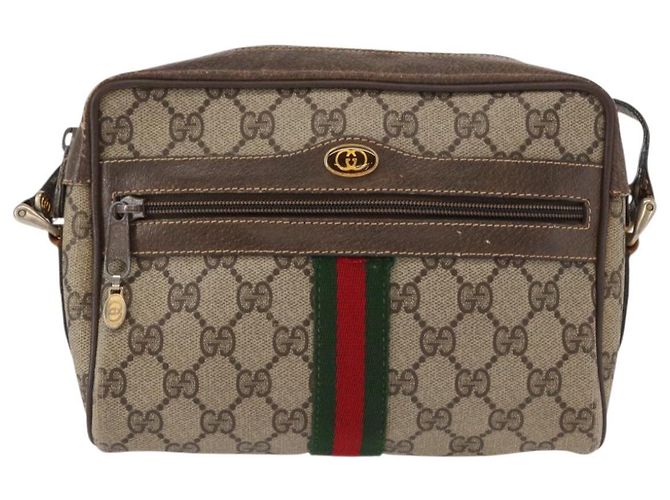 Gucci Borsa GG Supreme Web Sherry Line PVC Beige Oro 32 02 004 Auth 151575 D'oro - vista 13