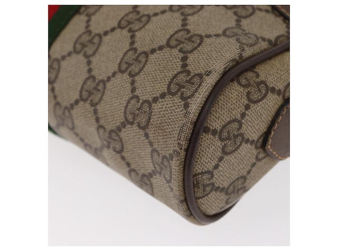 Gucci Borsa GG Supreme Web Sherry Line PVC Beige Oro 32 02 004 Auth 151575 D'oro - vista 15
