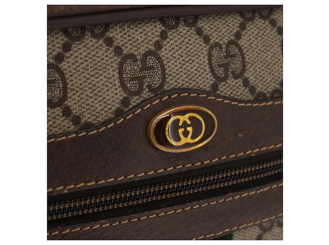 Gucci Borsa GG Supreme Web Sherry Line PVC Beige Oro 32 02 004 Auth 151575 D'oro - vista 19