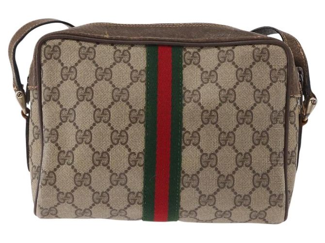 Gucci Borsa GG Supreme Web Sherry Line PVC Beige Oro 32 02 004 Auth 151575 D'oro - vista 2