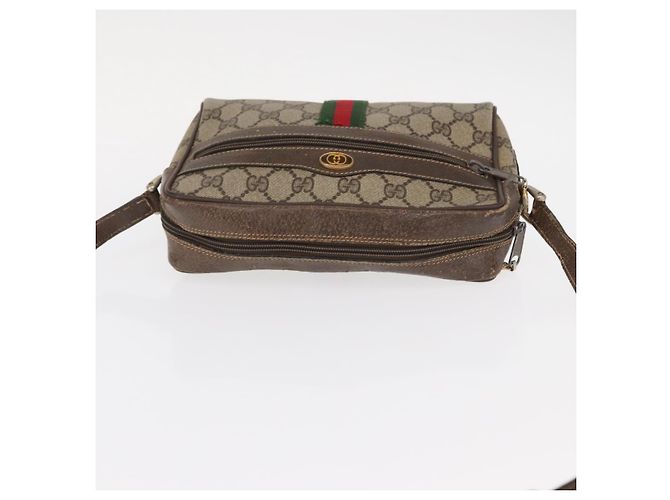 Gucci Borsa GG Supreme Web Sherry Line PVC Beige Oro 32 02 004 Auth 151575 D'oro - vista 6