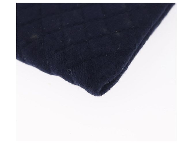 CHANEL Mini Matelassé Borsa a Catena Cotone Blu Navy Oro CC Auth bs31449 D'oro - vista 17