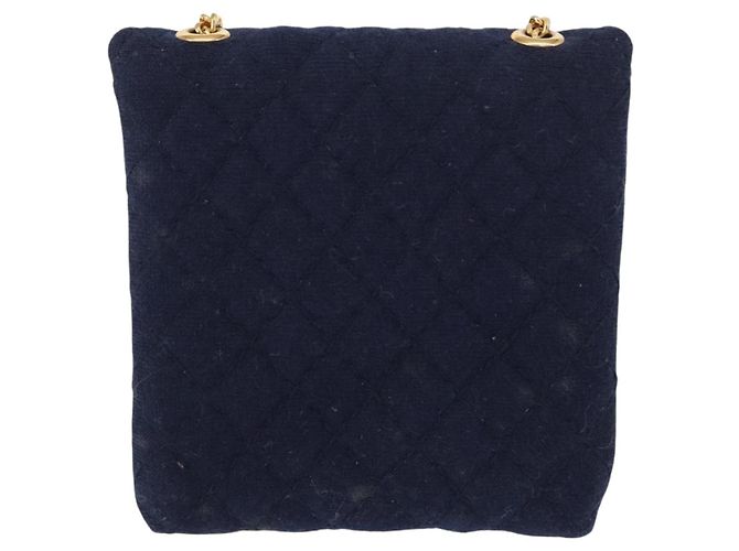 CHANEL Mini Matelassé Borsa a Catena Cotone Blu Navy Oro CC Auth bs31449 D'oro - vista 2