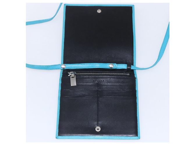 Céline Borsa a Spalla in Pelle Blu Argento Auth 154900 - vista 10