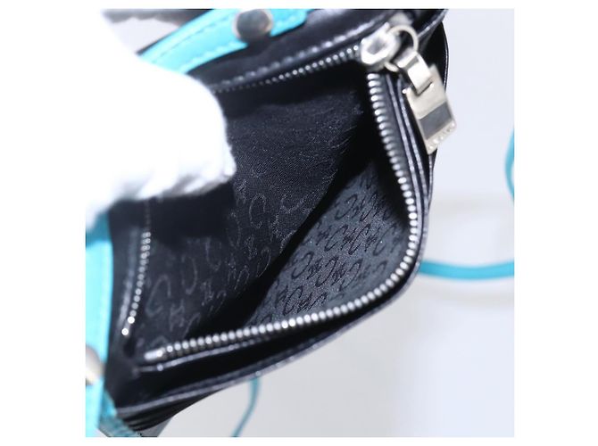 Céline Borsa a Spalla in Pelle Blu Argento Auth 154900 - vista 11