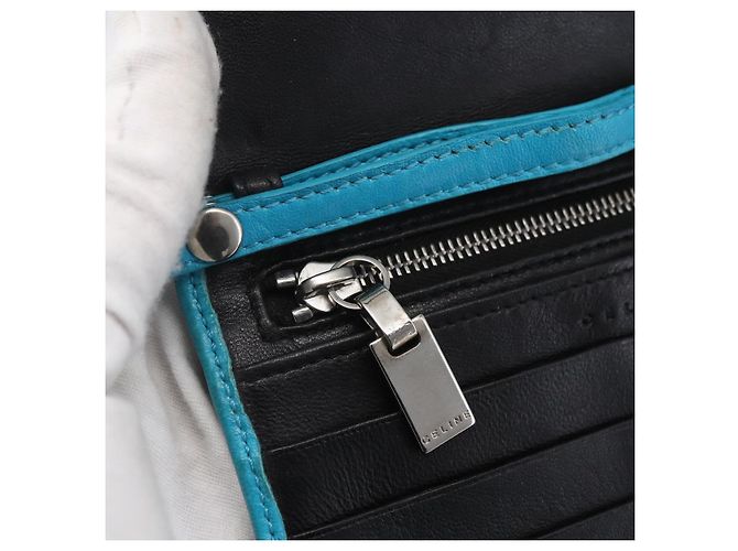 Céline Borsa a Spalla in Pelle Blu Argento Auth 154900 - vista 18