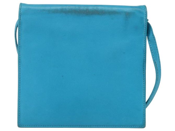 Céline Borsa a Spalla in Pelle Blu Argento Auth 154900 - vista 2