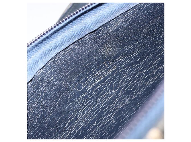 Borsa a Spalla in Tela Trotter Christian Dior Blu Navy Oro Auth 156002 D'oro - vista 11