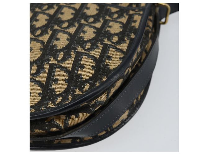 Borsa a Spalla in Tela Trotter Christian Dior Blu Navy Oro Auth 156002 D'oro - vista 15