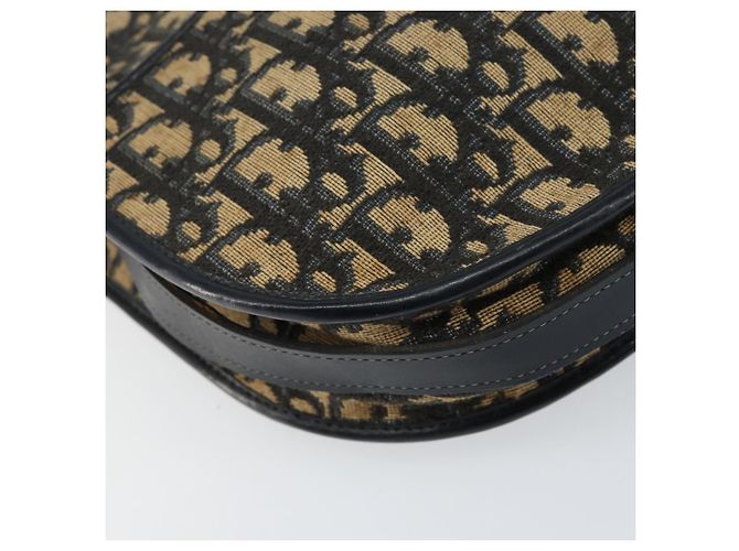 Borsa a Spalla in Tela Trotter Christian Dior Blu Navy Oro Auth 156002 D'oro - vista 16