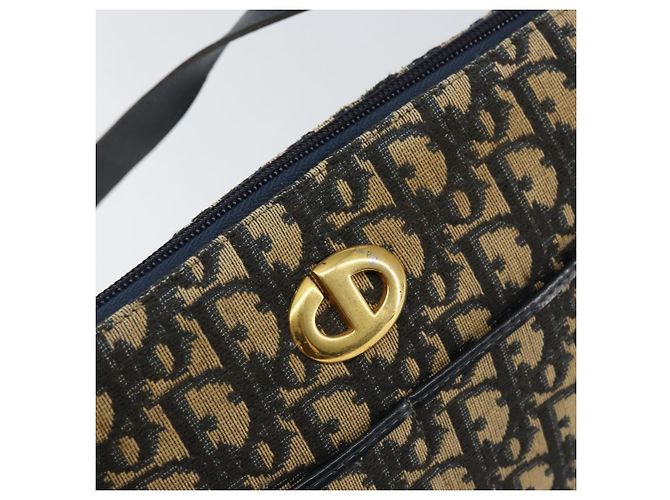 Borsa a Spalla in Tela Trotter Christian Dior Blu Navy Oro Auth 156002 D'oro - vista 17