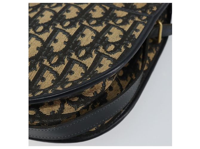 Borsa a Spalla in Tela Trotter Christian Dior Blu Navy Oro Auth 156002 D'oro - vista 9