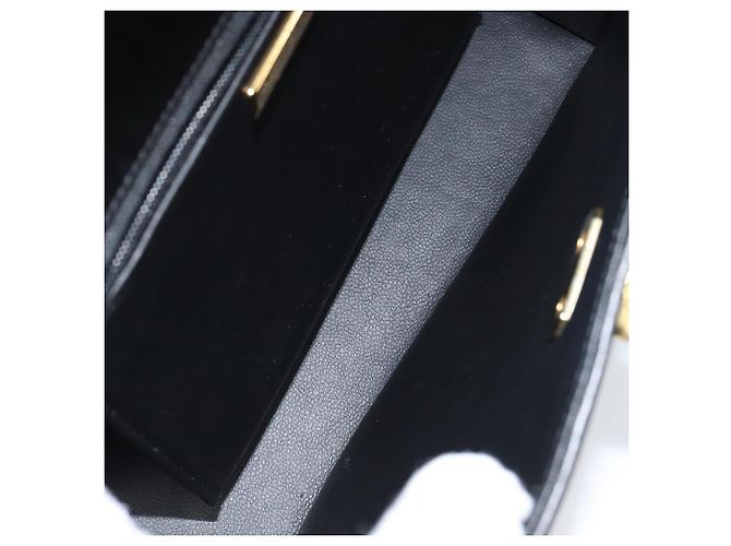 Bolsa de Ombro Christian Dior em Couro Preto Dourado Auth 155073 - vista 11