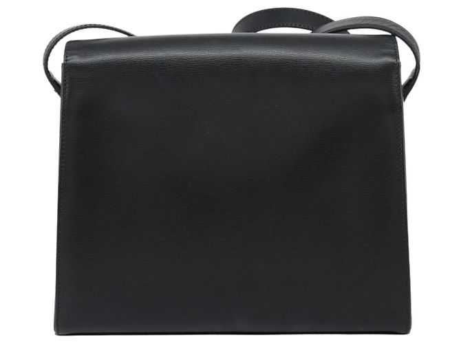 Bolsa de Ombro Christian Dior em Couro Preto Dourado Auth 155073 - vista 2