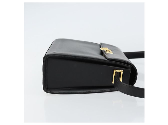 Bolsa de Ombro Christian Dior em Couro Preto Dourado Auth 155073 - vista 3
