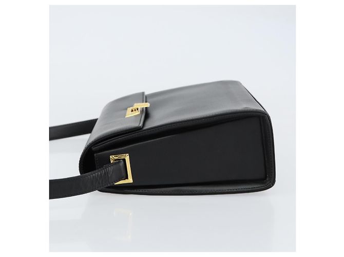 Bolsa de Ombro Christian Dior em Couro Preto Dourado Auth 155073 - vista 4