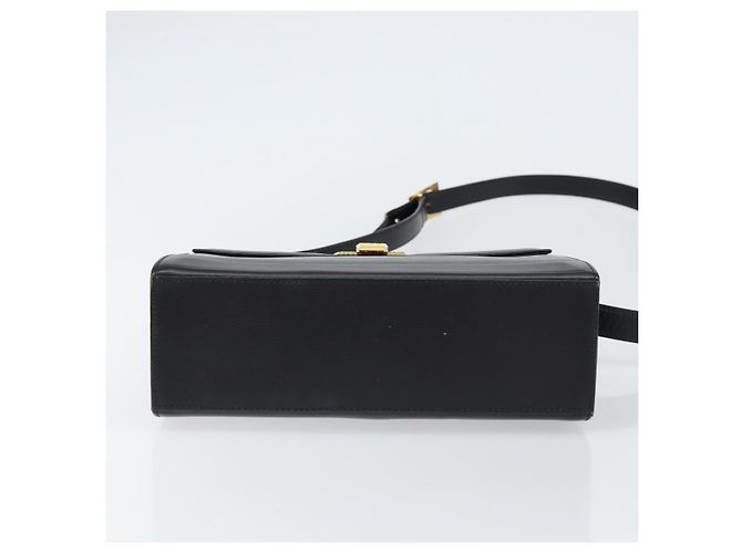Bolsa de Ombro Christian Dior em Couro Preto Dourado Auth 155073 - vista 5