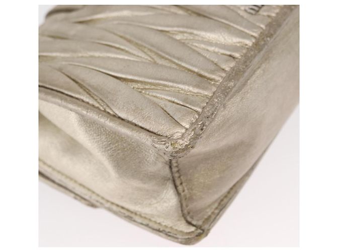 Borsa a Spalla in Pelle Matelassé Miu Miu con Catena Champagne Oro Argento Auth bs31411 D'oro - vista 15