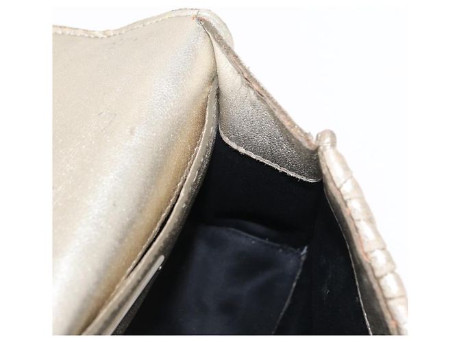 Borsa a Spalla in Pelle Matelassé Miu Miu con Catena Champagne Oro Argento Auth bs31411 D'oro - vista 20