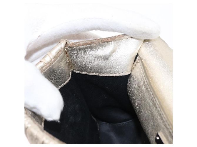 Borsa a Spalla in Pelle Matelassé Miu Miu con Catena Champagne Oro Argento Auth bs31411 D'oro - vista 21
